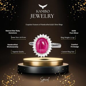 Sterling Gümüş Kadın Yüzük Gerçek Doğal Taş - Şık Tasarım (Yıldız Yakutu) - Görsel 2