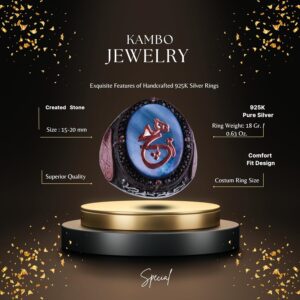 Özgün Desenli Yüzük - Davud Yıldızı Yüzüğü - El Yapımı Yüzük - 925 Ayar Gümüş Erkek Yüzüğü (Osmanlıca) - Görsel 2