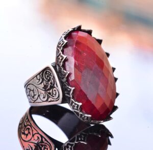 Erkekler için 925 Ayar Gümüş Yüzükler Gerçek Taşlarla - El Yapımı Zarafet & Çeşitli Taşlar Koleksiyonu (Doğal Yakut) - Görsel 4