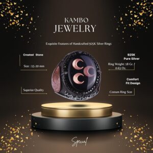 925 Ayar Gümüş El Yapımı Erkek Yüzük - Davut Yıldızı Yüzüğü (Üçlü Hilal) - Görsel 2