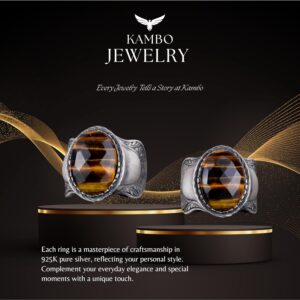 Doğal Taş Yüzük, 925 Ayar Gümüş Yüzük, (Kaplan Gözü) - Görsel 7