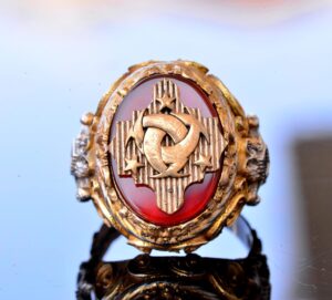 El Yapımı Yüzük - 925 Ayar Sert Gümüş Erkek Altın Kaplama Takı (Arma) - Görsel 5