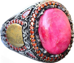 Gerçek Yakut Taşlı Yüzük - Vintage Tarzı 925 Ayar Gümüş Erkek Yüzüğü - Görsel 1