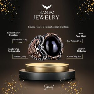 Gerçek Doğal Granat Taşlı Yüzük, 925 Ayar Gümüş Yüzük - Görsel 6