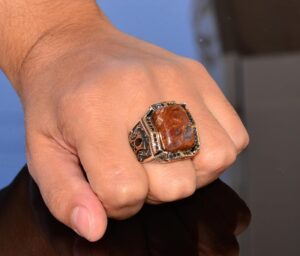 Gerçek Doğal Pietersite Dikdörtgen Taş Yüzük - 925 Ayar Gümüş Gerçek Taş Yüzük - Görsel 7