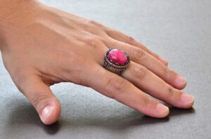 Gerçek Yakut Taşlı Yüzük - Vintage Tarzı 925 Ayar Gümüş Erkek Yüzüğü - Görsel 7