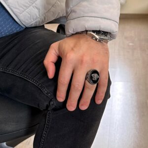 Medusa Başı Gümüş Yüzük - Yunan Mitolojisi Erkek Yüzüğü - 925 Ayar Gümüş Yüzük - Görsel 3