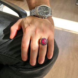 Gerçek Doğal Yıldız Yakut Taşı Yüzük, 925 Ayar Sterling Gümüş Yüzük, El Yapımı Yüzük - Görsel 6