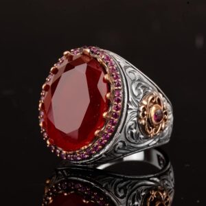 925 Ayar Gümüş Erkek Yüzük, Oluşturulmuş Paraiba Turmalin Taşı ile - Görsel 8