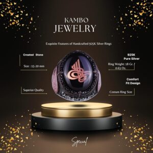 925 Ayar Gümüş El Yapımı Erkek Yüzük - Davud Yıldızı Yüzüğü (Küçük Osmanlı Tuğrası) - Görsel 2