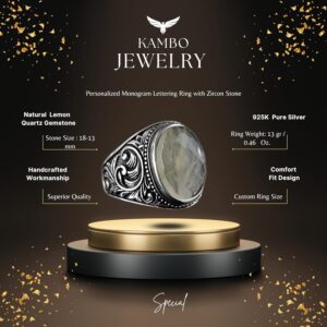 Gerçek Doğal Taş Yüzük, 925 Ayar Gümüş Yüzük (Limon Kuvars) - Görsel 2