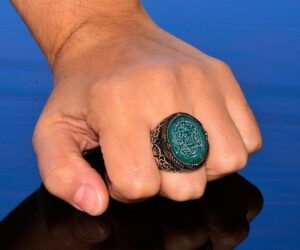 El Yapımı Süleyman Mührü Yüzüğü, Doğal Yeşil Oniks Taşı, İslami Erkek Yüzüğü, 925 Ayar Gümüş - Görsel 7