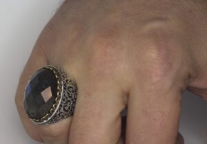 Erkekler için 925 Ayar Gümüş Yüzük, Doğal Labradorit Taşı - Görsel 4