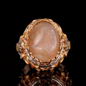 Sterling Gümüş Doğum Taşı Yüzükleri: Gerçek Kristal Druzy Kuvars Pembe, Lacivert, Kahverengi, Mavi, Sarı (Sarı) - Görsel 4