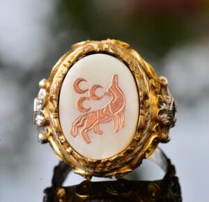 Erkek Gümüş Yüzük - Sedef Doğal Taşı - Yüzük (Kurt) - Görsel 5