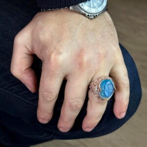 Gerçek Doğal Drusy Kristal Kuvars Taş Yüzük, 925 Ayar Gümüş Yüzük Erkekler İçin - Görsel 3