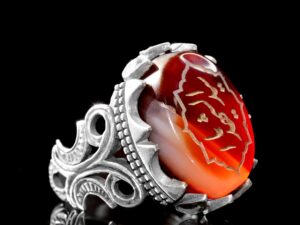 925 Ayar Gümüş Yüzük, İslami Yüzük, Erkek Yüzük, Doğal Akik Taşı (Model-5) - Görsel 3