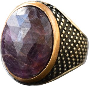 Gerçek Safir Doğal Taş Erkek 925 Ayar Gümüş Yüzük - Kraliyet ve Güçlü - Görsel 1