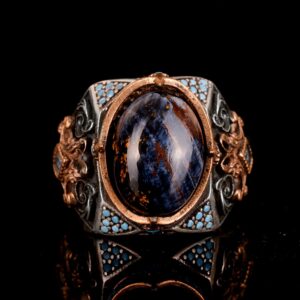 Gerçek Doğal Pietersite Taşlı Yüzük, El Yapımı Yüzük, 925 Ayar Gümüş Yüzük Erkekler İçin - Görsel 5