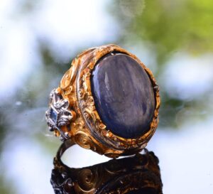 Doğal Mavi Safir Yüzük, Gümüş Mavi Safir Yüzük, 925 Ayar Gümüş Yüzük, Büyük Yüzük - Görsel 5