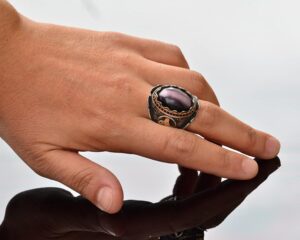 Gerçek Doğal Kedi Gözü Ametist Taşlı, Osmanlı Yüzüğü, Erkek Yüzüğü, Gümüş Yüzük - Görsel 6