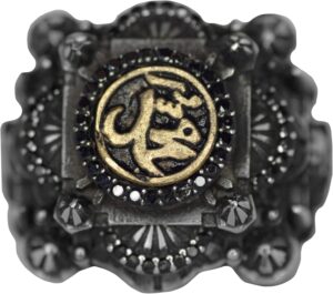 Erkekler için 925 Ayar Gümüş Yüzük - Peygamber Muhammad Yazılı - İslami Camii Nakışlı 3D Tasarım - Görsel 5