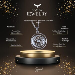 925 Ayar Gümüş Güneş ve Ay Kolye - Gökyüzü Aksesuarı - El Yapımı Takı - Görsel 2