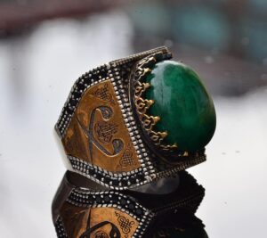 Gerçek Yeşil Jade Taş Yüzük, İslami Hediye, Erkek Yüzüğü, Gümüş Yüzük - Görsel 4