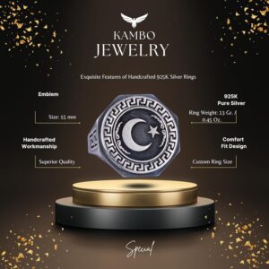 925 Ayar Gümüş Yüzük - Yunan Anahtar Desenli Erkek Yüzüğü - El Yapımı Yüzük - Görsel 2