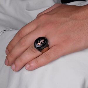 925 Ayar Gümüş El Yapımı Erkek Yüzük - Davud Star Yüzüğü (Çapa) - Görsel 3