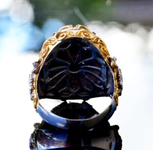 Gerçek Doğal Kaplan Gözü Taşı Yüzük, Ayar Gümüş Erkek Yüzüğü, Altın Kaplama - Görsel 8