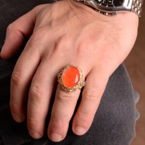 Paraiba Yapay Taşı Erkek Gümüş Yüzük, 925 Ayar Gümüş Yüzük Erkekler İçin - Görsel 6