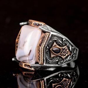 Gerçek Doğal Yemen Akik Taşı Yüzüğü - 925 Ayar Gümüş Yüzük - Görsel 4