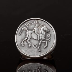 Antik Roma Askeri, At Figürü Antika Yüzük, 925 Ayar Katı Gümüş Yüzük - Görsel 8