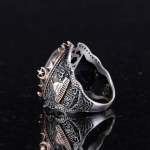 Gerçek Doğal Pirit Taşı Yüzük, 925K Sert Gümüş Erkek Yüzüğü, Refah Manifestasyonu Tasarımı - Görsel 5