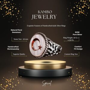 925 Ayar Gümüş Yüzük - İmza Yüzüğü - Semboller Yüzüğü (Yıldız ve Hilal) - Görsel 2