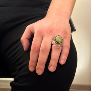 925K Gümüş El Yapımı Erkek Yüzük - Çeşitli Doğal Taşlarla Mevcuttur (Unakite) - Görsel 3