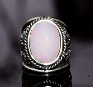 Gerçek Doğal Avustralya Opali Gerçek 10.00 Karamel Taş Yüzük - Özel Erkek Yüzüğü - Sterlin Gümüş Büyük Yüzük - Görsel 5