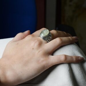 Gerçek Doğal Taş Yüzük, 925 Ayar Gümüş Yüzük (Limon Kuvars) - Görsel 7