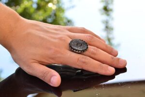 Kral Süleyman Mührü Oniks Taş Yüzük - Beyaz 925 Ayar Gümüş Erkek Davut Yıldızı Takı - Görsel 6