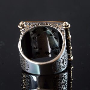 Ayatul Kursi Oymalı Gümüş Erkek Yüzük, El Yapımı Sterlin Gümüş İslami Erkek Yüzük ile Allah Yazısı - Görsel 8