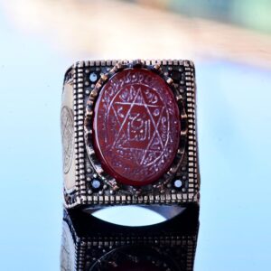 Doğal Akik Taşlı El Yapımı Yüzük, Ayar Gümüş Erkek Yüzüğü - Güç ve Koruma Sembolü (Kırmızı Akik) - Görsel 5