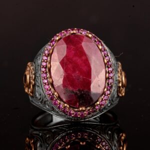 Doğal Yakut Taşlı Yüzük, Yakut Yüzük, Gümüş Yüzük, El Yapımı Erkek Yüzüğü, Pembe - Görsel 6