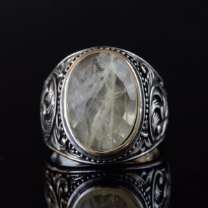 Gerçek Doğal Taş Yüzük, 925 Ayar Gümüş Yüzük (Limon Kuvars) - Görsel 6