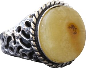 Doğal Baltık Kehribar Taşlı Yüzük Ham Taş Gerçek Doğal Taş Organik Kehribar 925 Ayar Gümüş Erkek Yüzüğü Leo Doğum Taşı Astrolojik Takı El Yapımı Takı Erkek Yüzük Hediyesi - Görsel 1