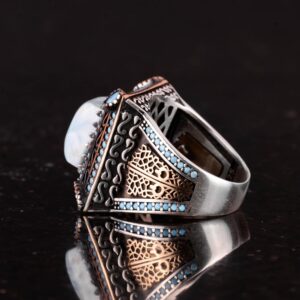 Gerçek Doğal Larimar Taşı Yüzük, El Yapımı 925 Ayar Gümüş Yüzük, Mavi Taş - Görsel 7