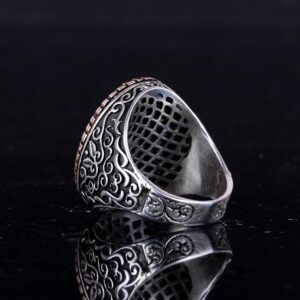 925 Ayar Gümüş Erkek Yüzük, Büyük Yüzük (Koyu Mavi Kedi Göz Oluşturulmuş Taş) - Görsel 7