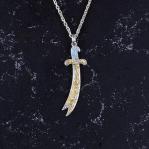 925 Ayar Gümüş Zulfiqar Kılıcı Kolye - Zirkon Taşlı İslami Takı - Görsel 4