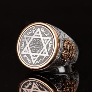 Davud Yıldızı Yüzüğü, Tılsım Yüzüğü, 925K Gümüş Erkek Yüzüğü - Görsel 6