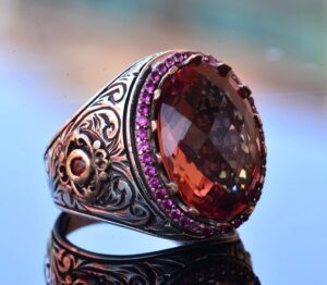 Kral Yüzük - Sterlin Gümüş, Yapay Sultanite Taş Yüzük - Özgün Gümüş Erkek Takısı - Görsel 3